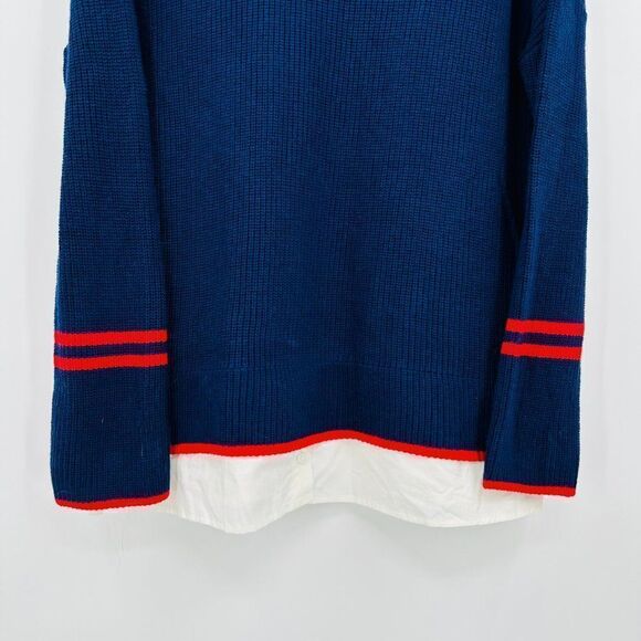Talbots Womens Size XL Navy Blue & Red Knit Layered Long Sleeve Sweater Top - Picture 3 of 7